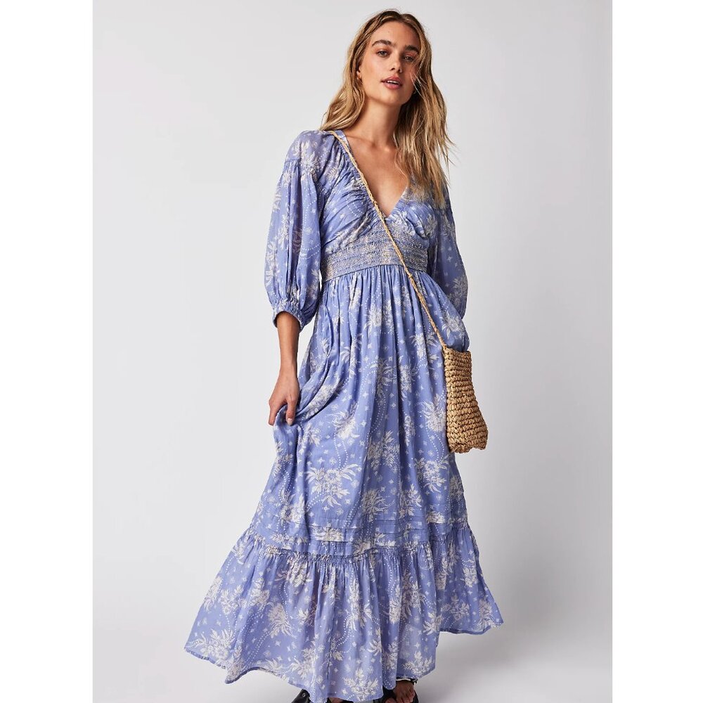 NEW Free People Golden Hour Maxi Dress in Blue Violet